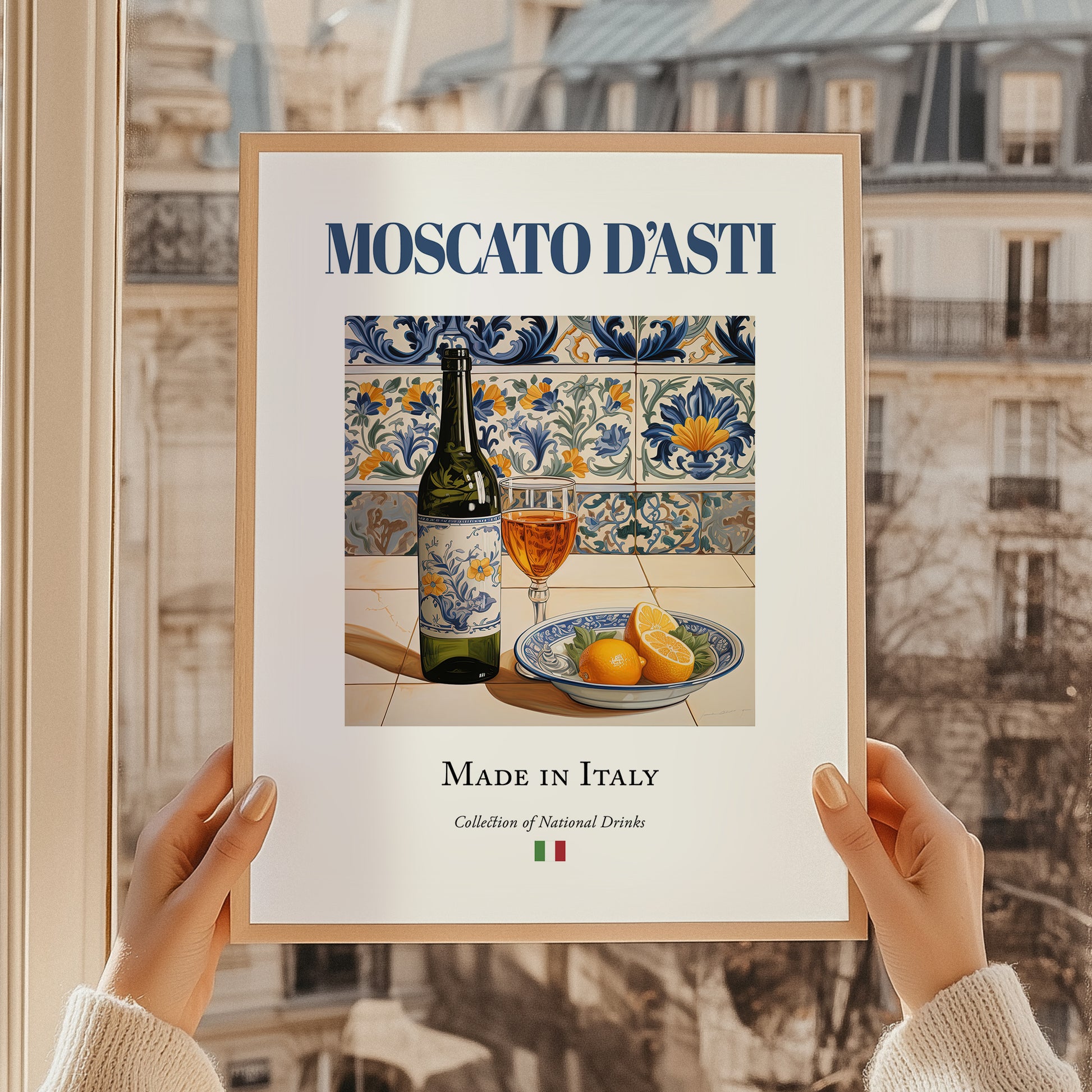 Moscato d'Asti – Italian Dessert Wine, Vineyard Terrace Wall Art, styled in a charming Paris street view