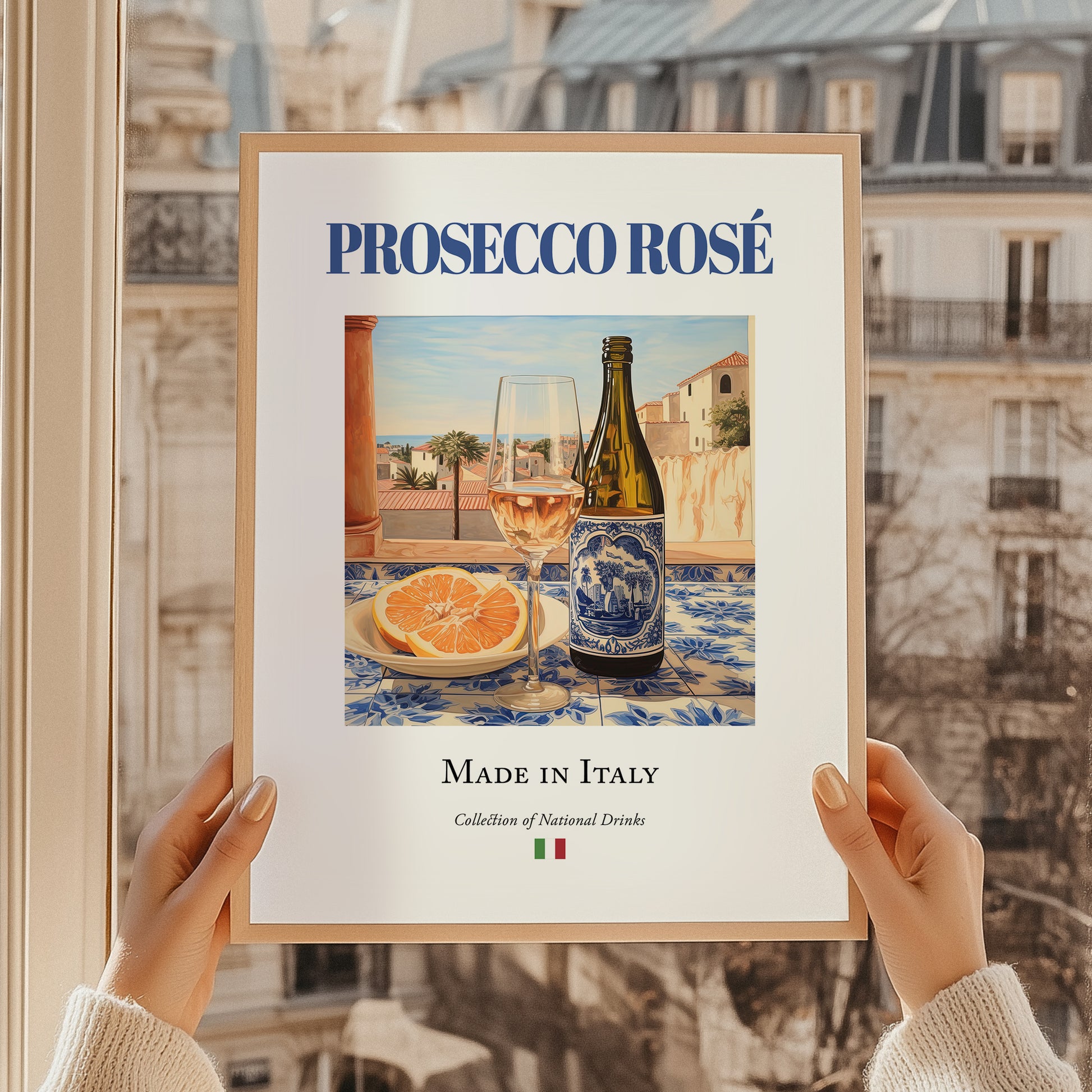 Prosecco rosé – Italian Rose Wine, Vinoteca Print, styled in a charming Paris street view