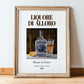 Liquore di alloro – Italian Liqueur Drink, Cocktail Lounge Still Life, in wooden frame leaning on the floor