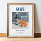 Soju – Korean Spirit Drink, Beach Bar Poster, in wooden frame leaning on the floor