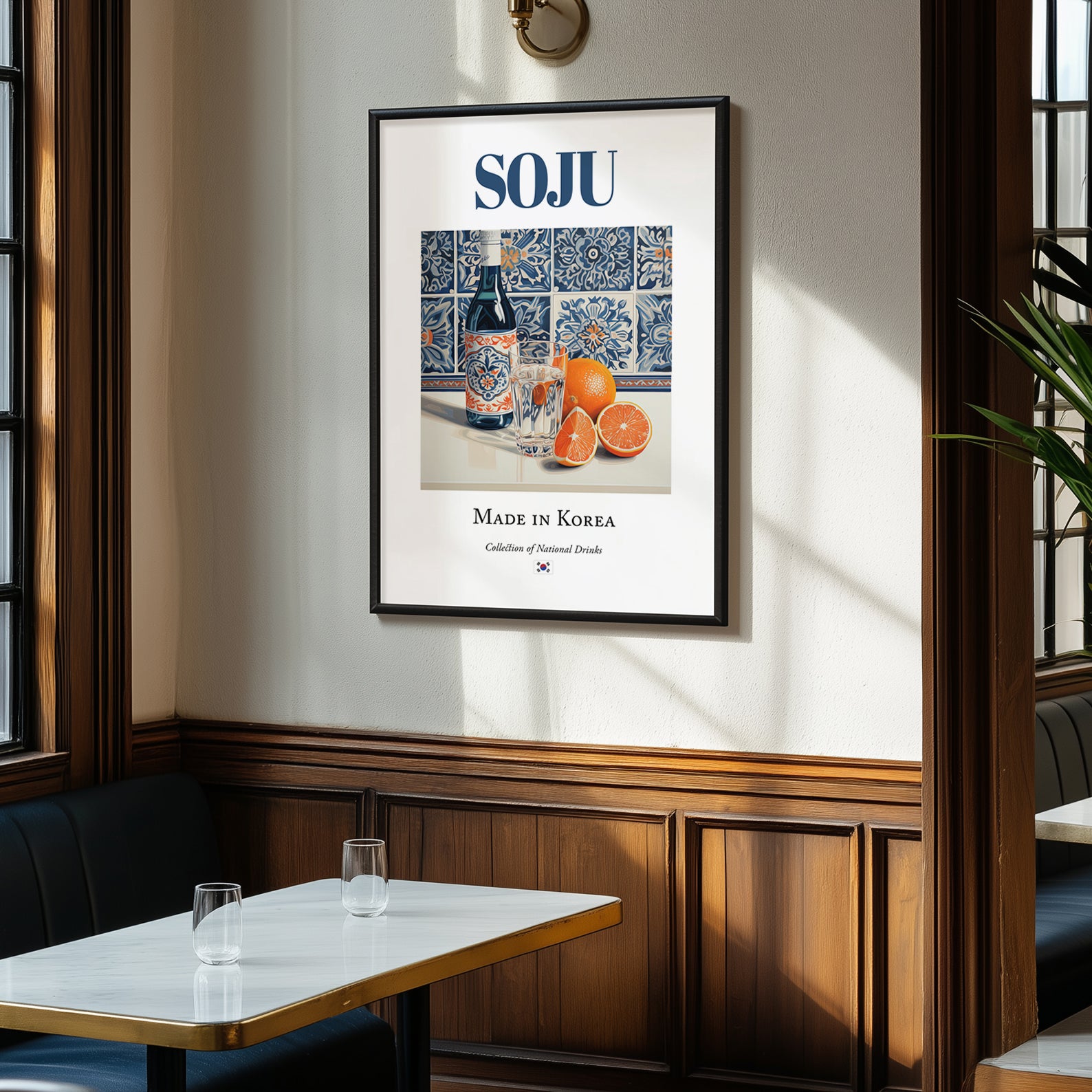 Soju – Korean Spirit Drink, Beach Bar Poster, clean layout with no caption