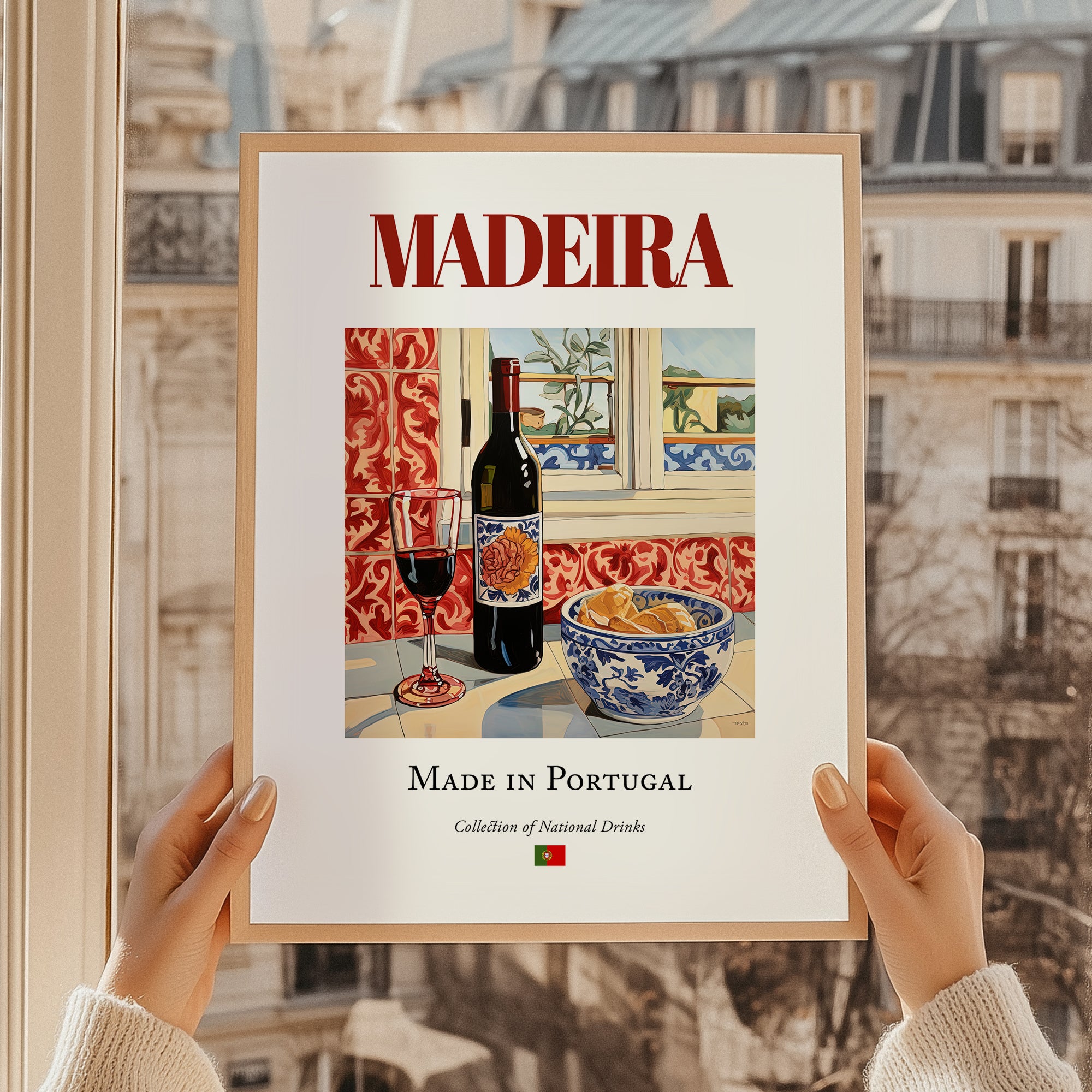 Madeira (wine) – Portuguese Dessert Wine, Wine Bar Wall Art, styled in a charming Paris street view