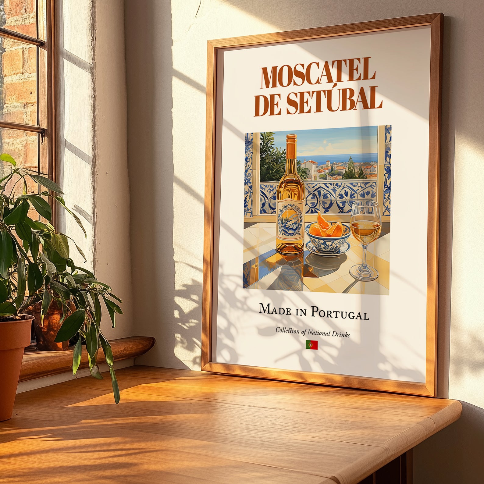 Moscatel de Setúbal – Portuguese Dessert Wine, Enoteca Art, no-text version framed in wood