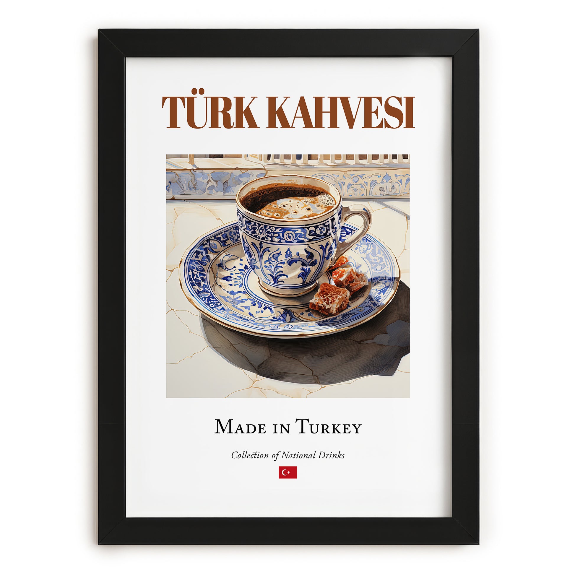 Türk Kahvesi (Turkish Coffee) – Turkish Coffee, Street Café Wall Art, in sleek black frame