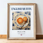 English Muffin – English Bread Dish, Restaurant Poster, in wooden frame leaning on the floor