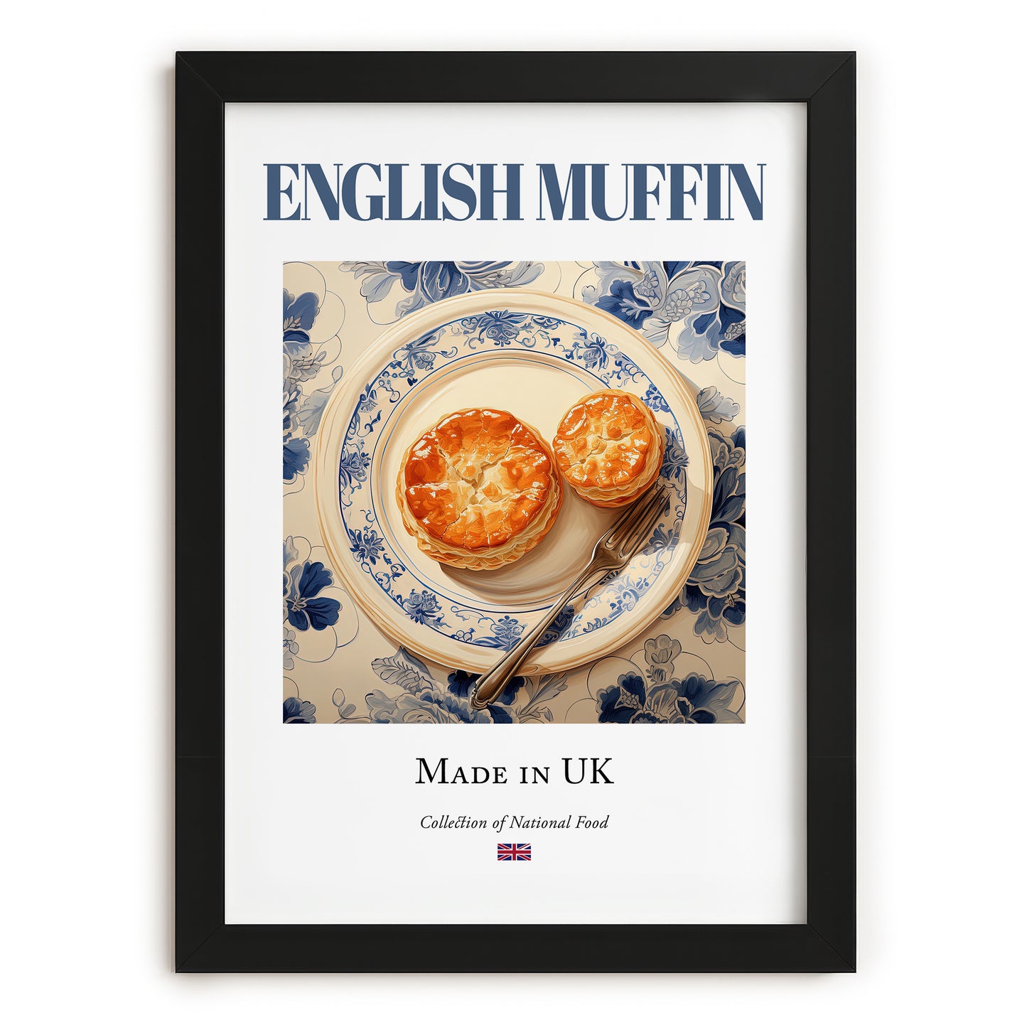 English Muffin – English Bread Dish, Restaurant Poster, in sleek black frame