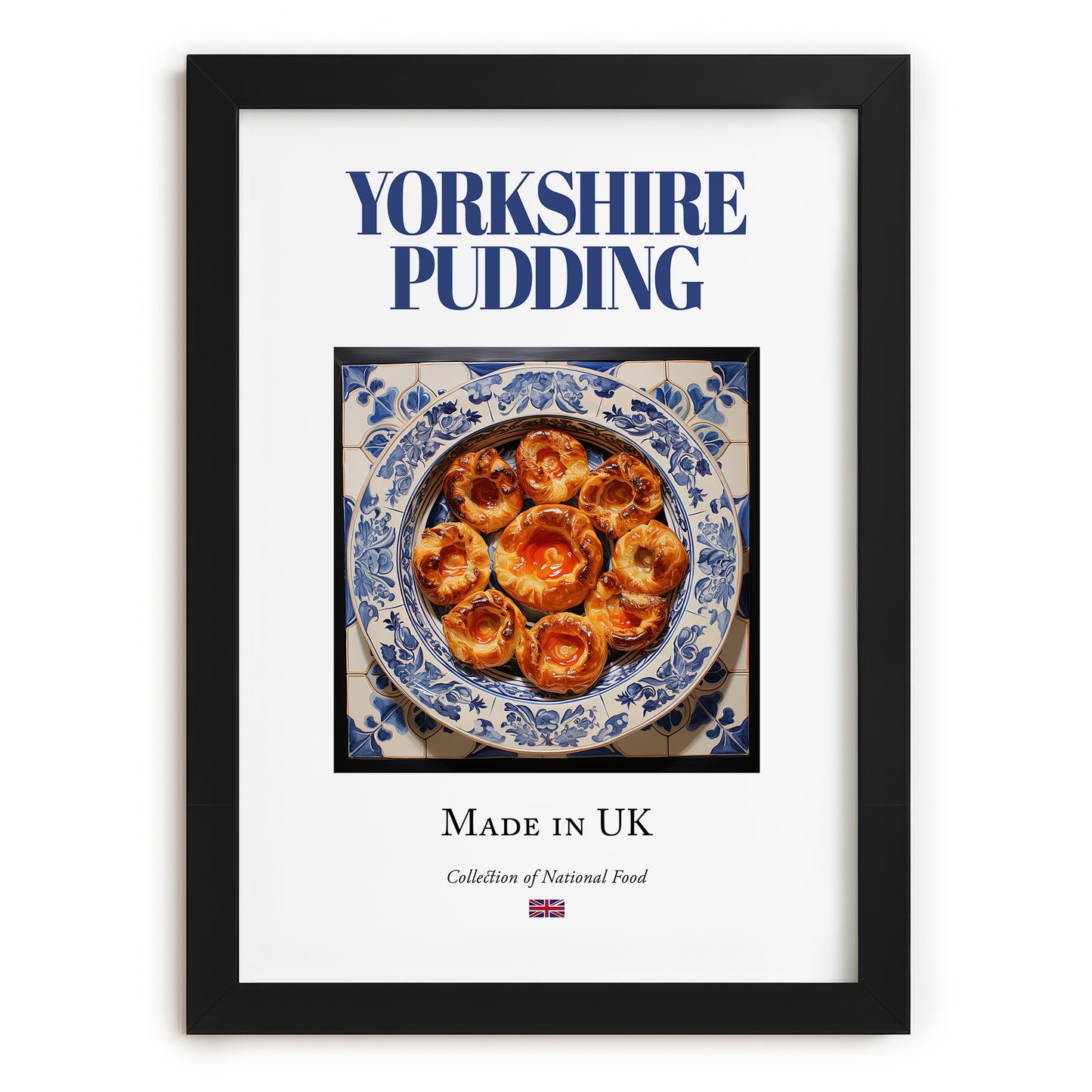 Yorkshire Pudding – English Bread Dish, Fine Dining Restaurant Wall Art, in sleek black frame