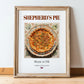 Shepherd's Pie – English Dish, Brasserie Illustration, in wooden frame leaning on the floor