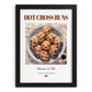 Hot Cross Buns – English Dessert Dish, Café Painting, in sleek black frame