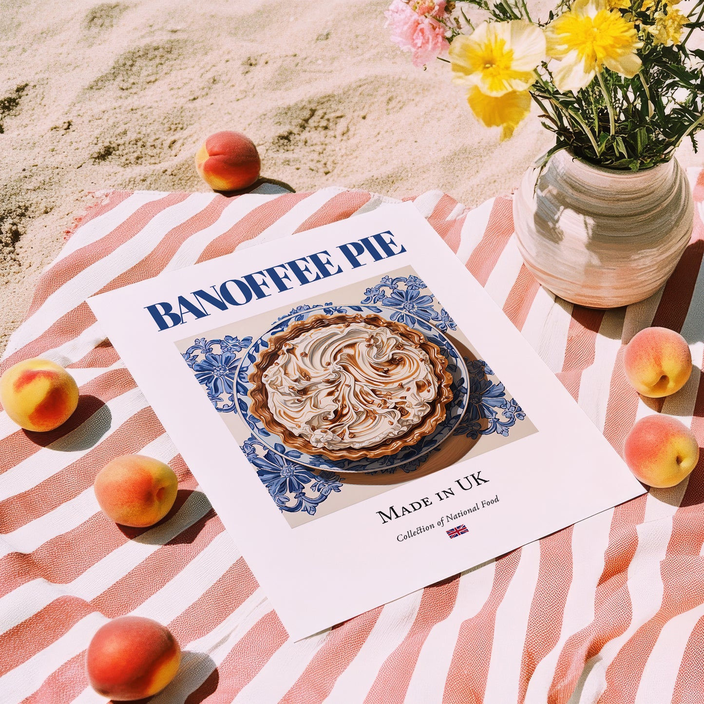 Banoffee Pie – English Dessert Dish, Bistro Poster, unframed on coastal sand