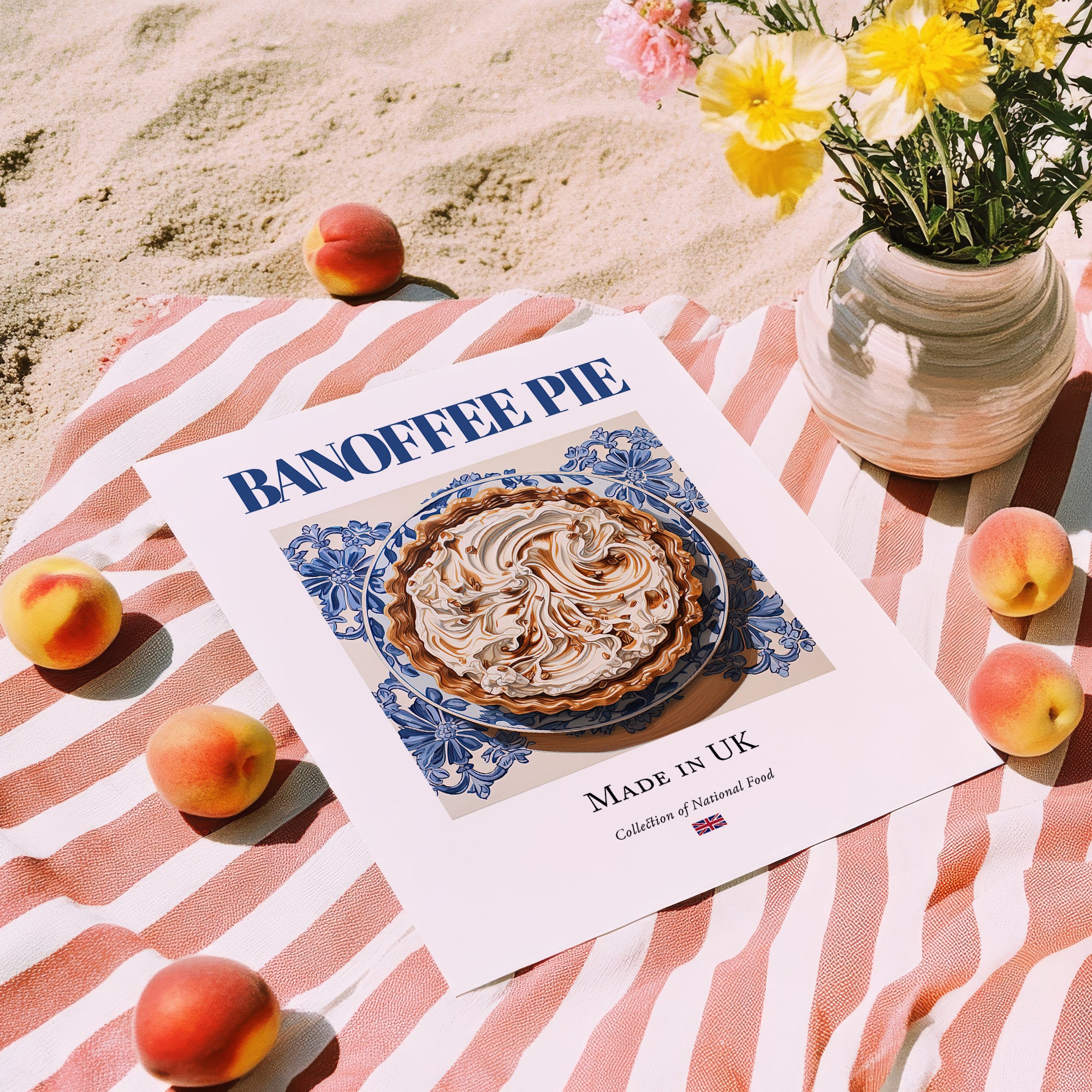 Banoffee Pie – English Dessert Dish, Bistro Poster, unframed on coastal sand