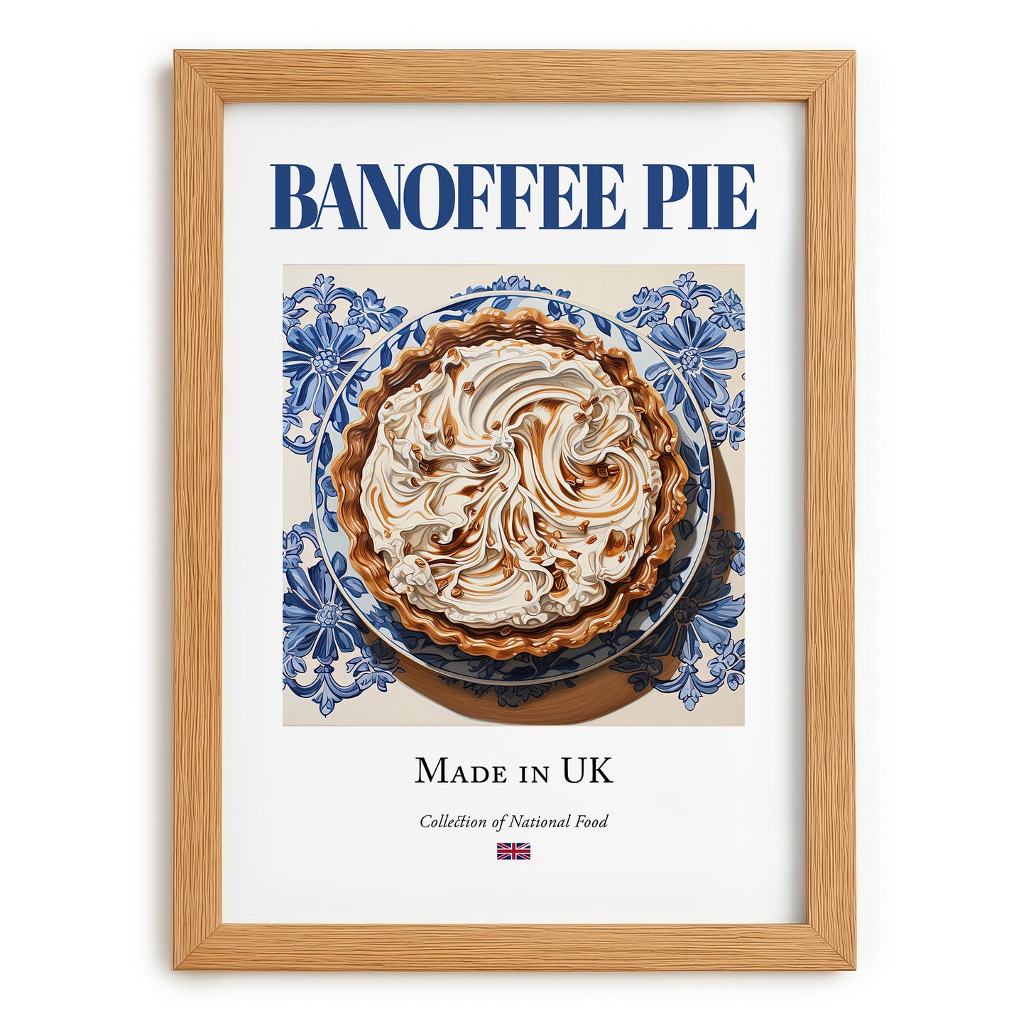 Banoffee Pie – English Dessert Dish, Bistro Poster, set in oak frame