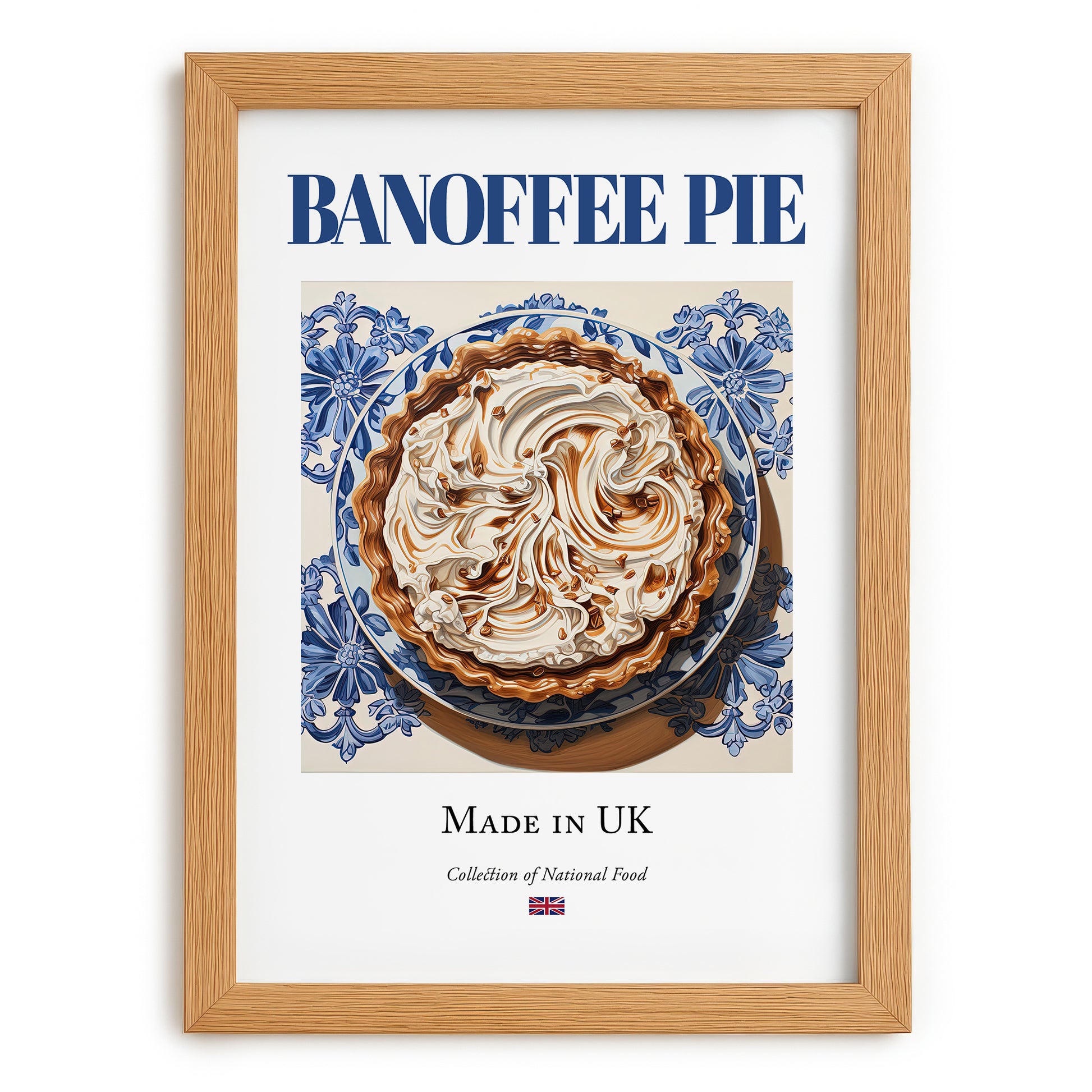 Banoffee Pie – English Dessert Dish, Bistro Poster, set in oak frame