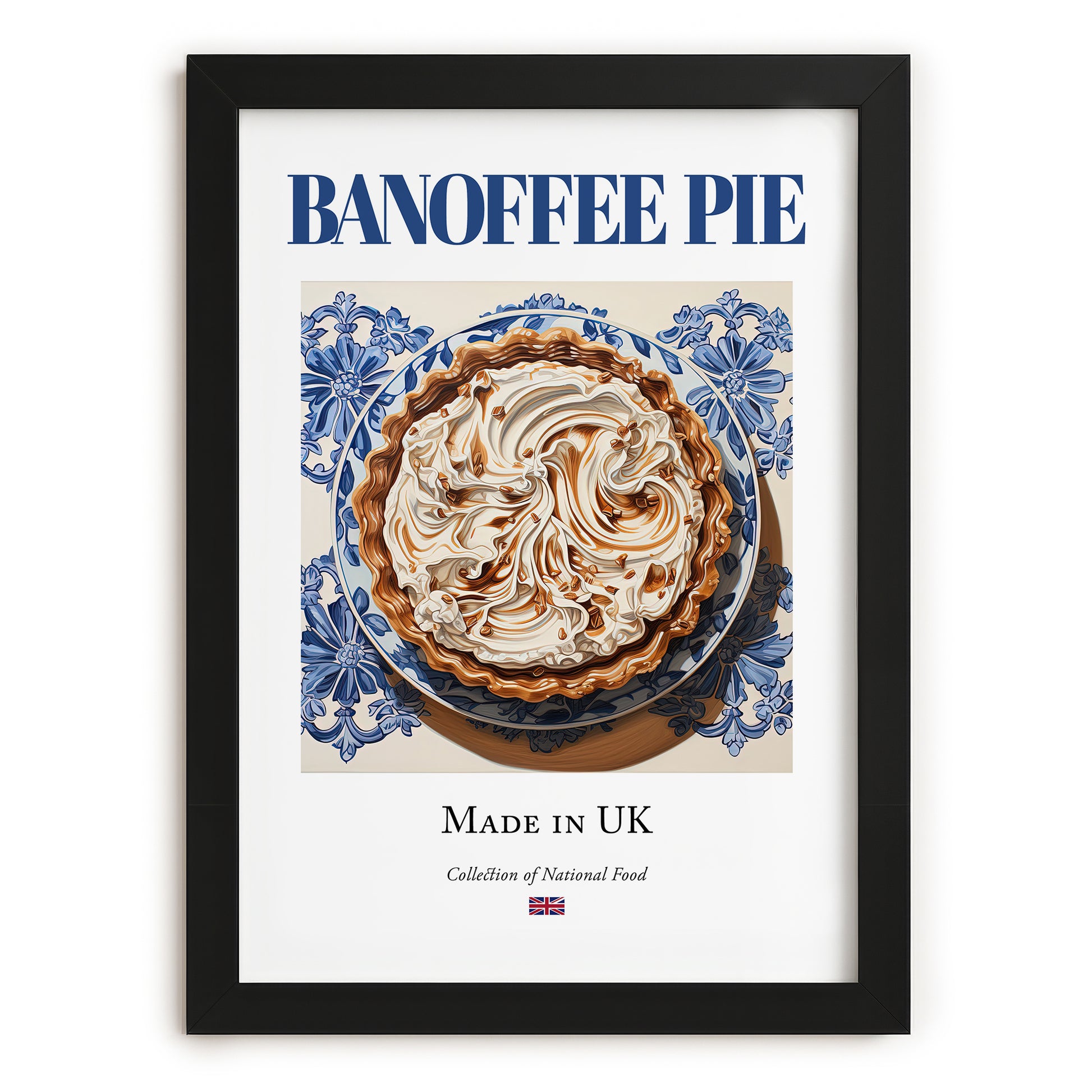 Banoffee Pie – English Dessert Dish, Bistro Poster, in sleek black frame