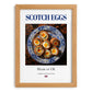 Scotch Eggs – English Snack Dish, Bistro Illustration, set in oak frame