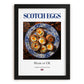 Scotch Eggs – English Snack Dish, Bistro Illustration, in sleek black frame