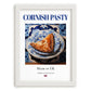 Cornish Pasty – English Snack Dish, Food Bar Print, placed in minimal white frame