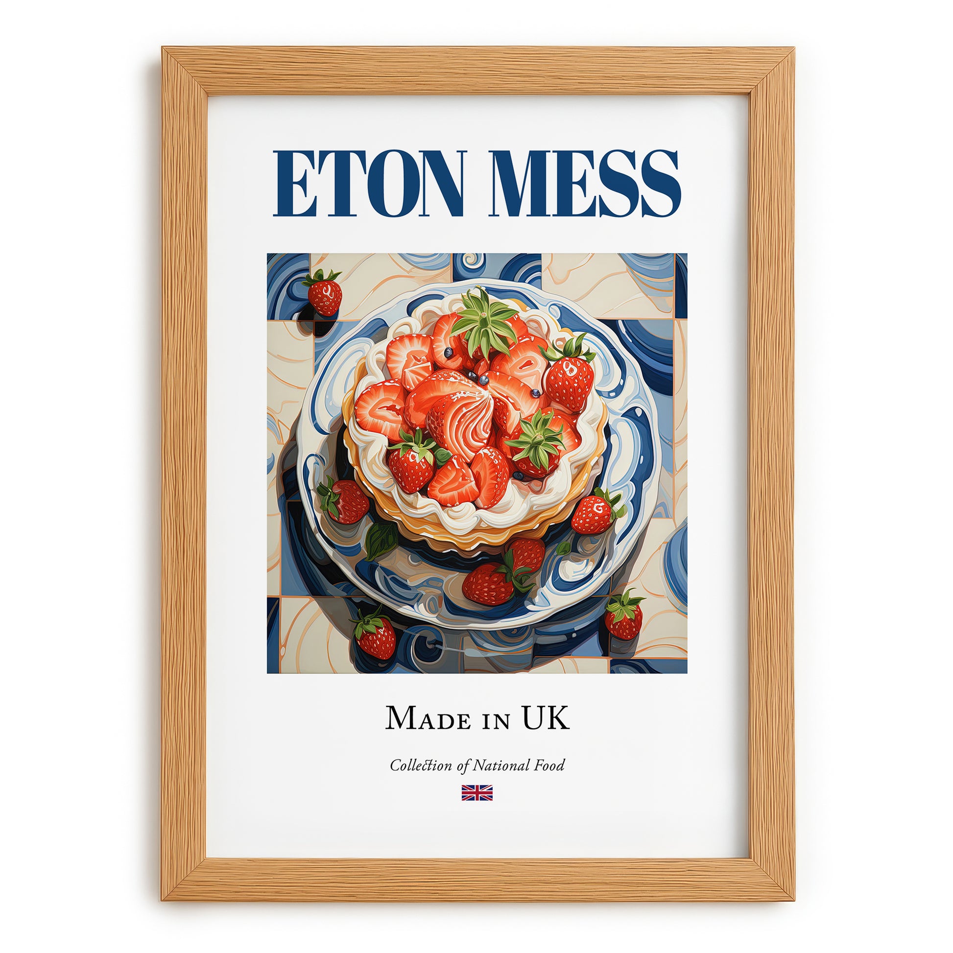 Eton Mess – English Dessert Dish, Food Bar Still Life, set in oak frame