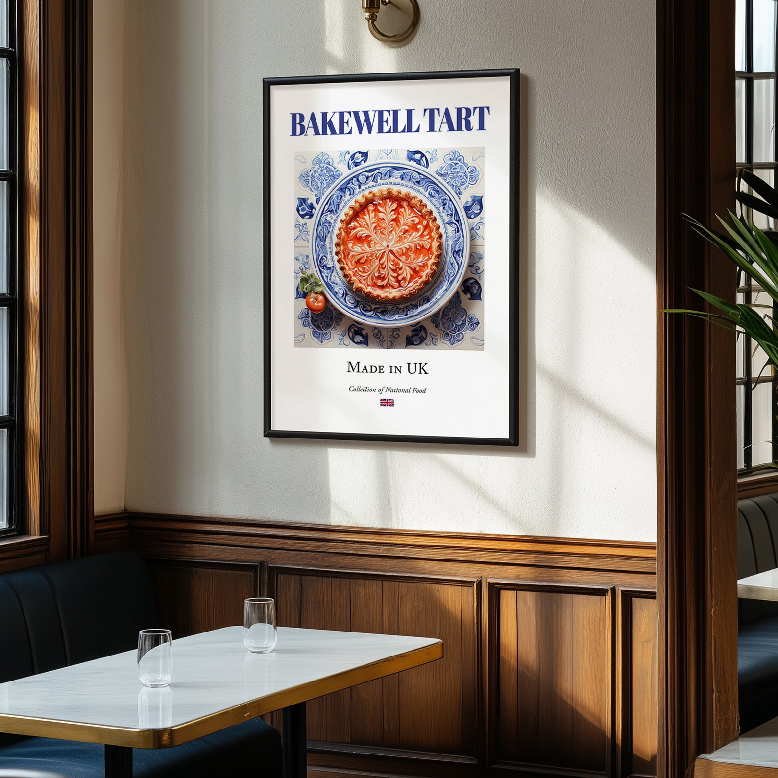 Bakewell Tart – English Dessert Dish, Farmhouse Kitchen Wall Art, clean layout with no caption