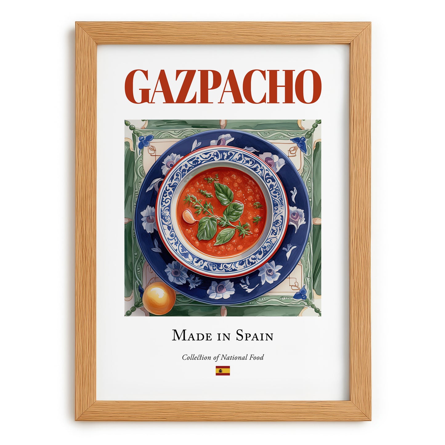 Gazpacho – Spanish Soup Dish, Tavern Poster, set in oak frame