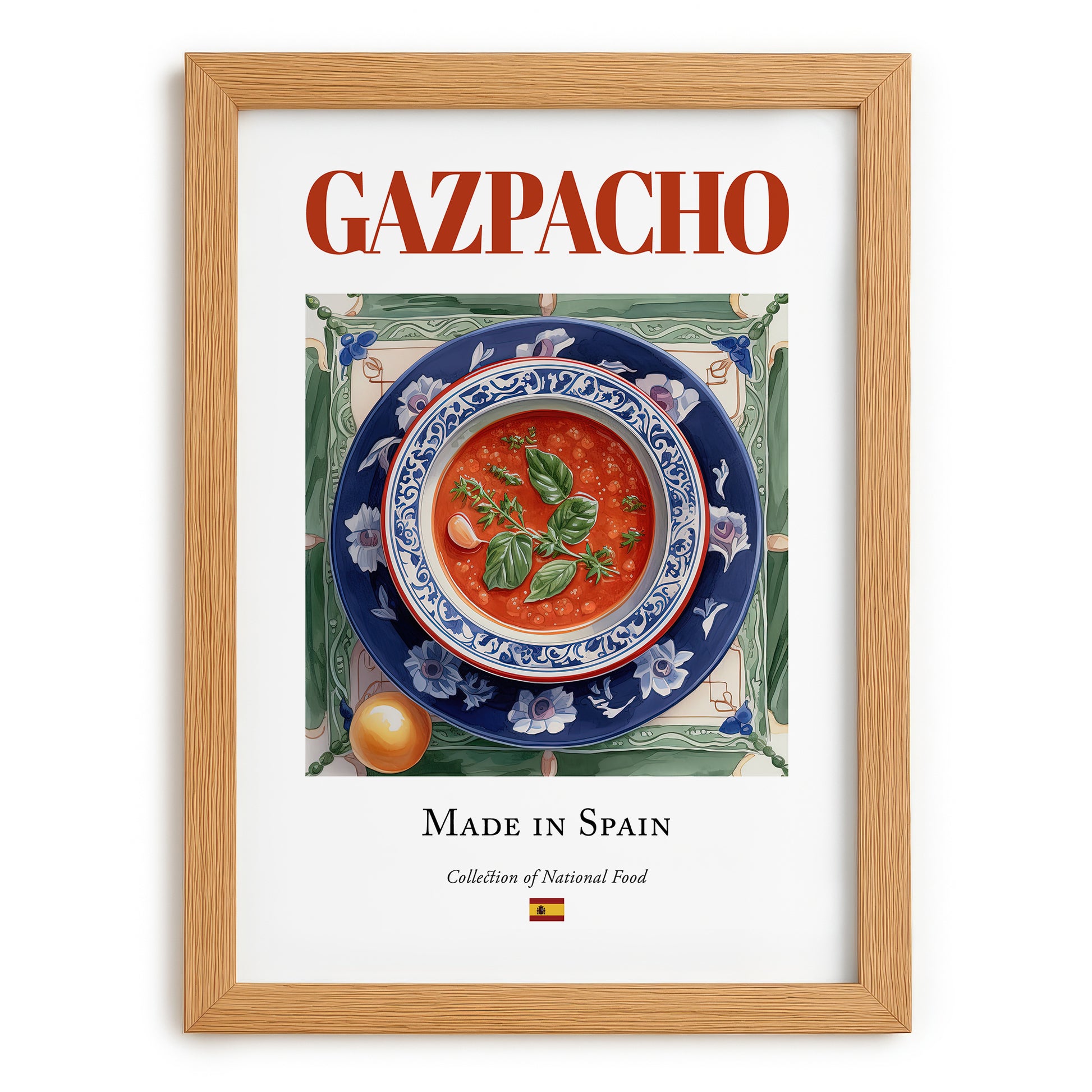 Gazpacho – Spanish Soup Dish, Tavern Poster, set in oak frame