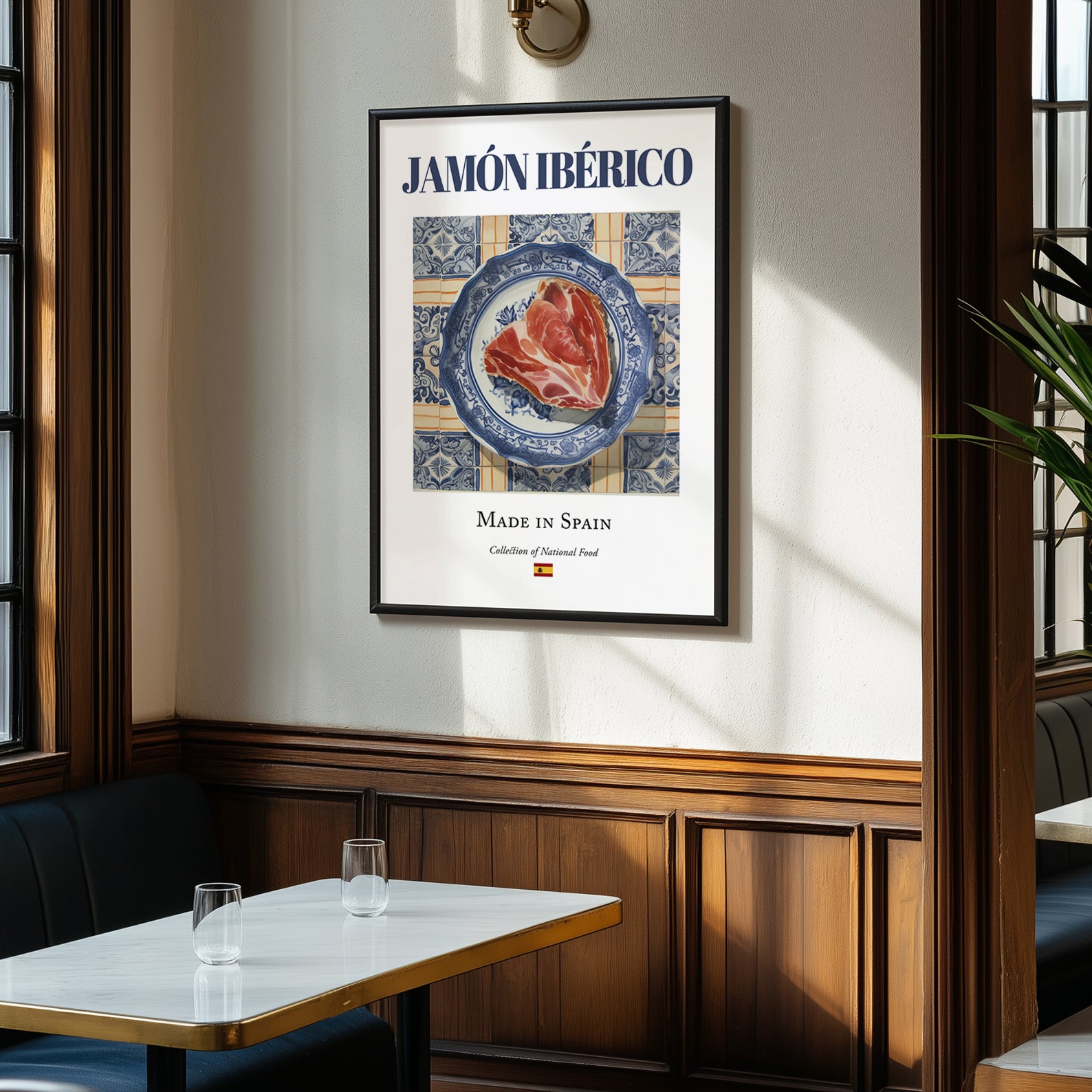 Jamón Ibérico – Spanish Meat Dish, Restaurant Poster, clean layout with no caption