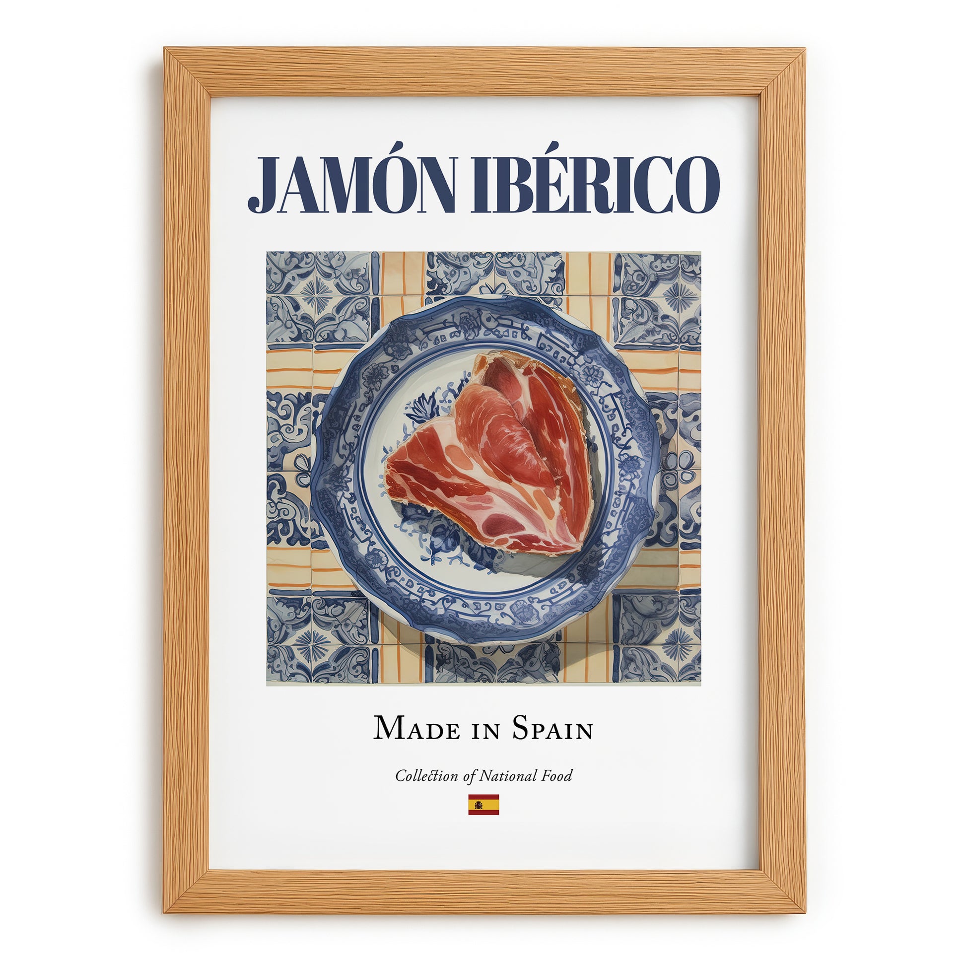 Jamón Ibérico – Spanish Meat Dish, Restaurant Poster, set in oak frame