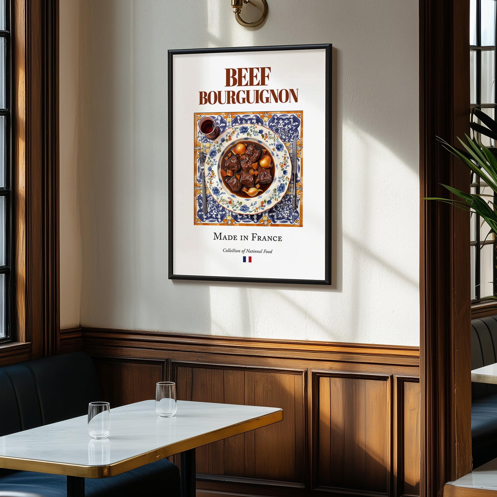 Beef Bourguignon – French Stew Dish, Fine Dining Restaurant Poster, clean layout with no caption