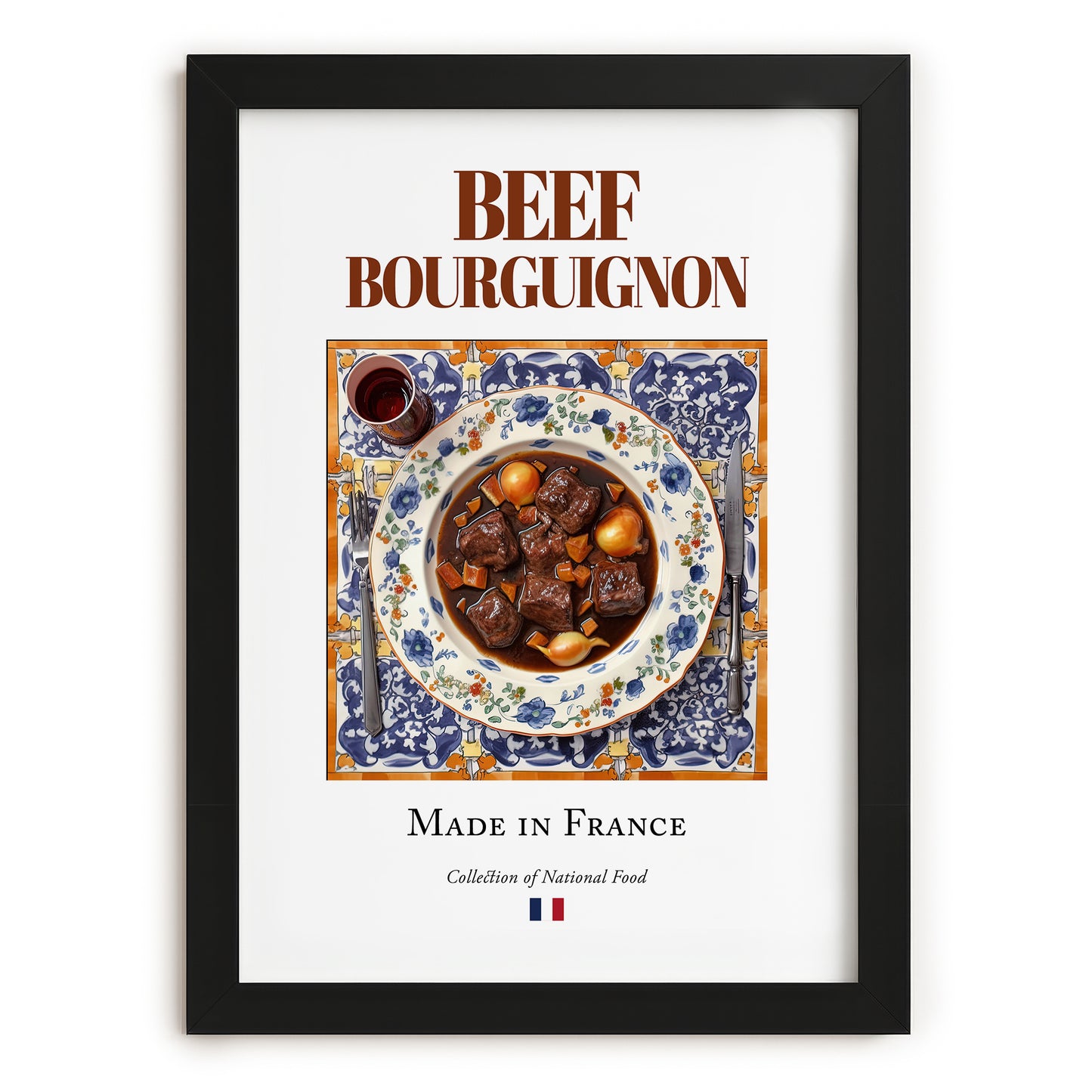Beef Bourguignon – French Stew Dish, Fine Dining Restaurant Poster, in sleek black frame