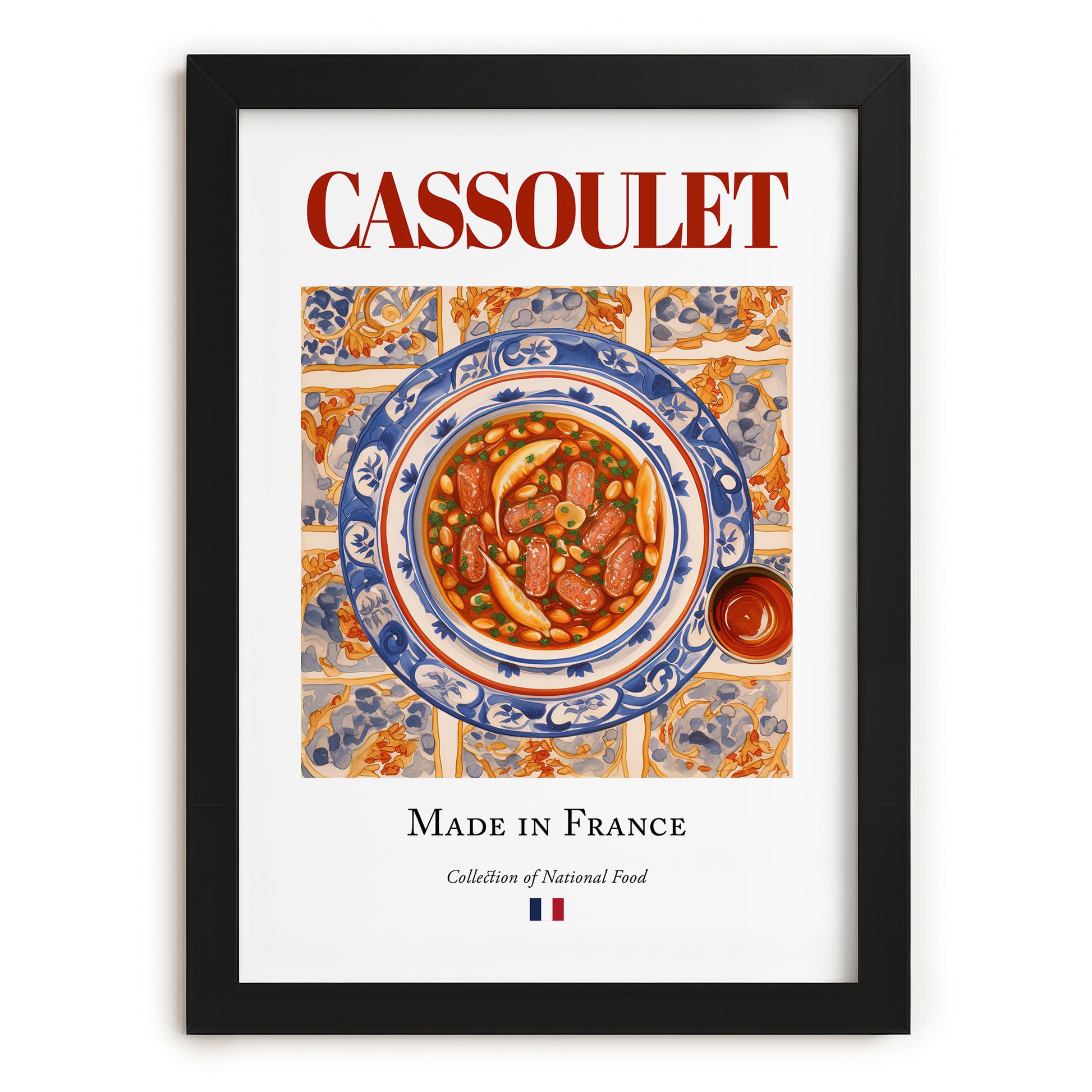 Cassoulet – French Stew Dish, Restaurant Print, in sleek black frame