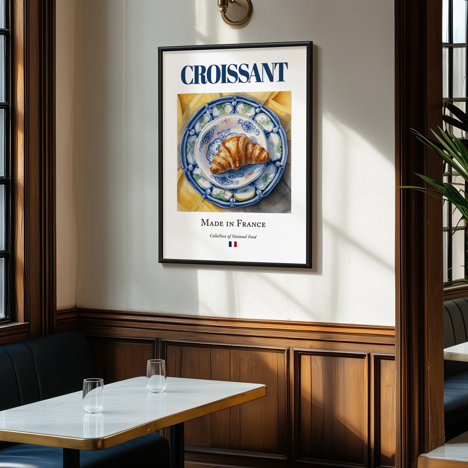 Croissant – French Bread Dish, Farmhouse Kitchen Wall Art, clean layout with no caption