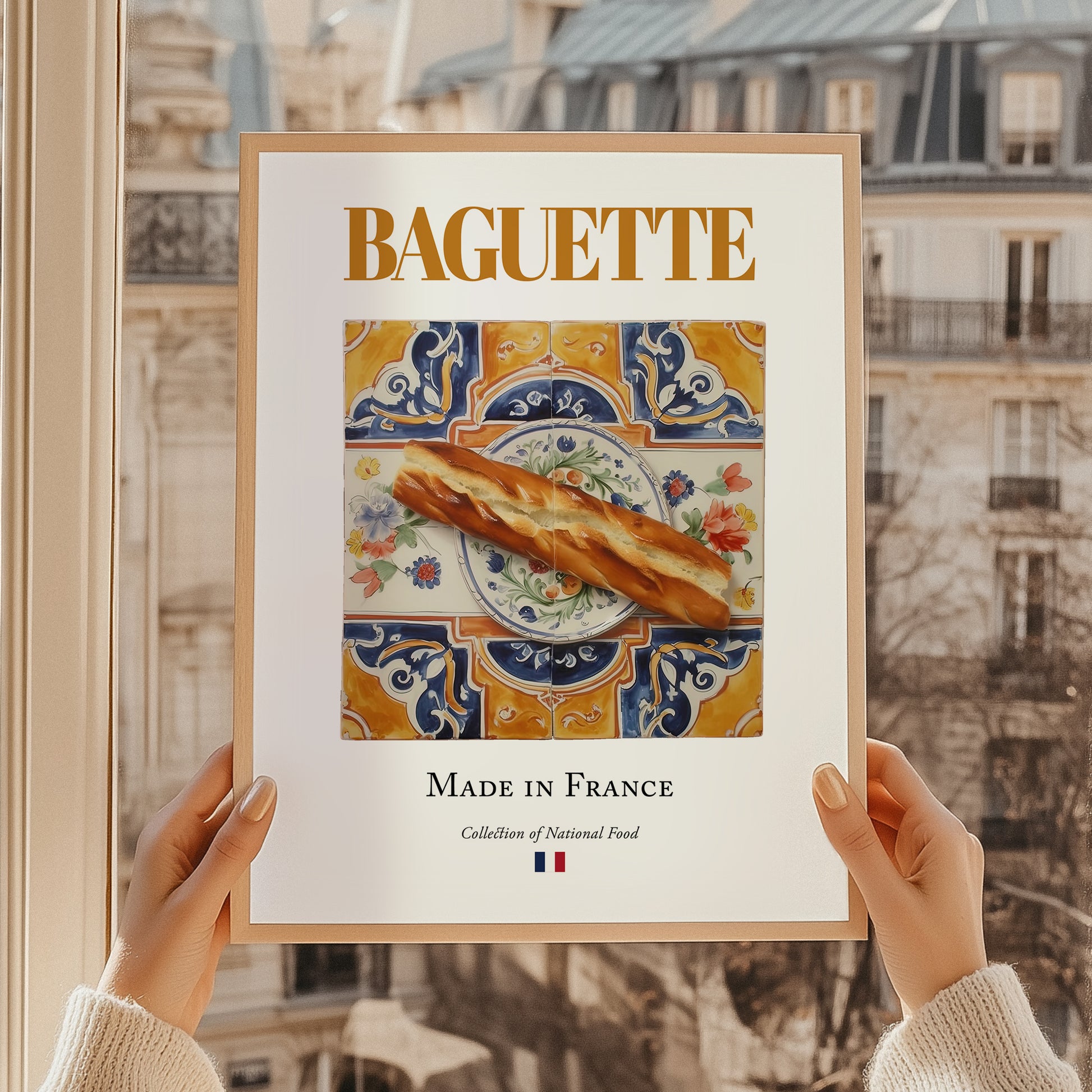 Baguette – French Bread Dish, Bistro Print, styled in a charming Paris street view