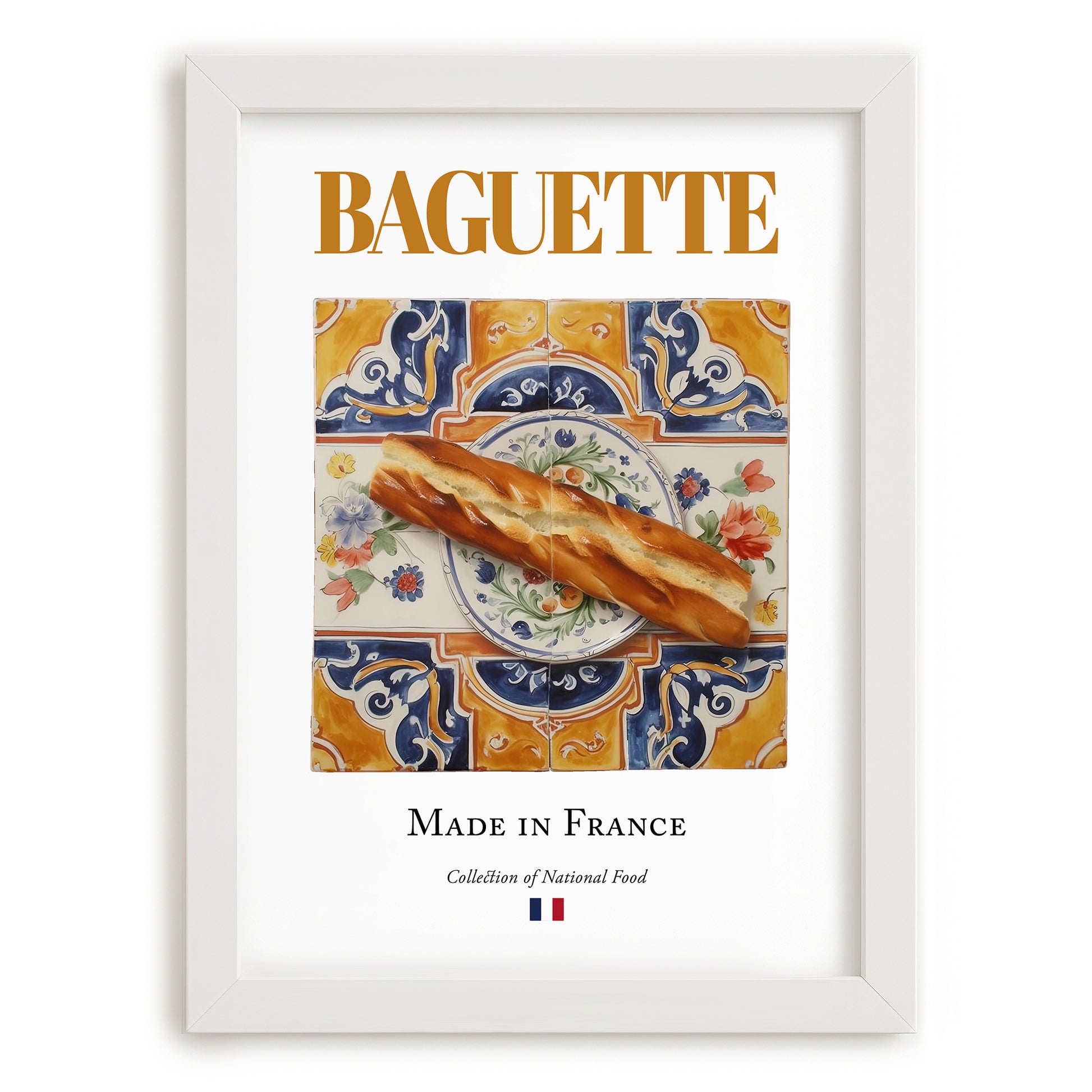 Baguette – French Bread Dish, Bistro Print, placed in minimal white frame