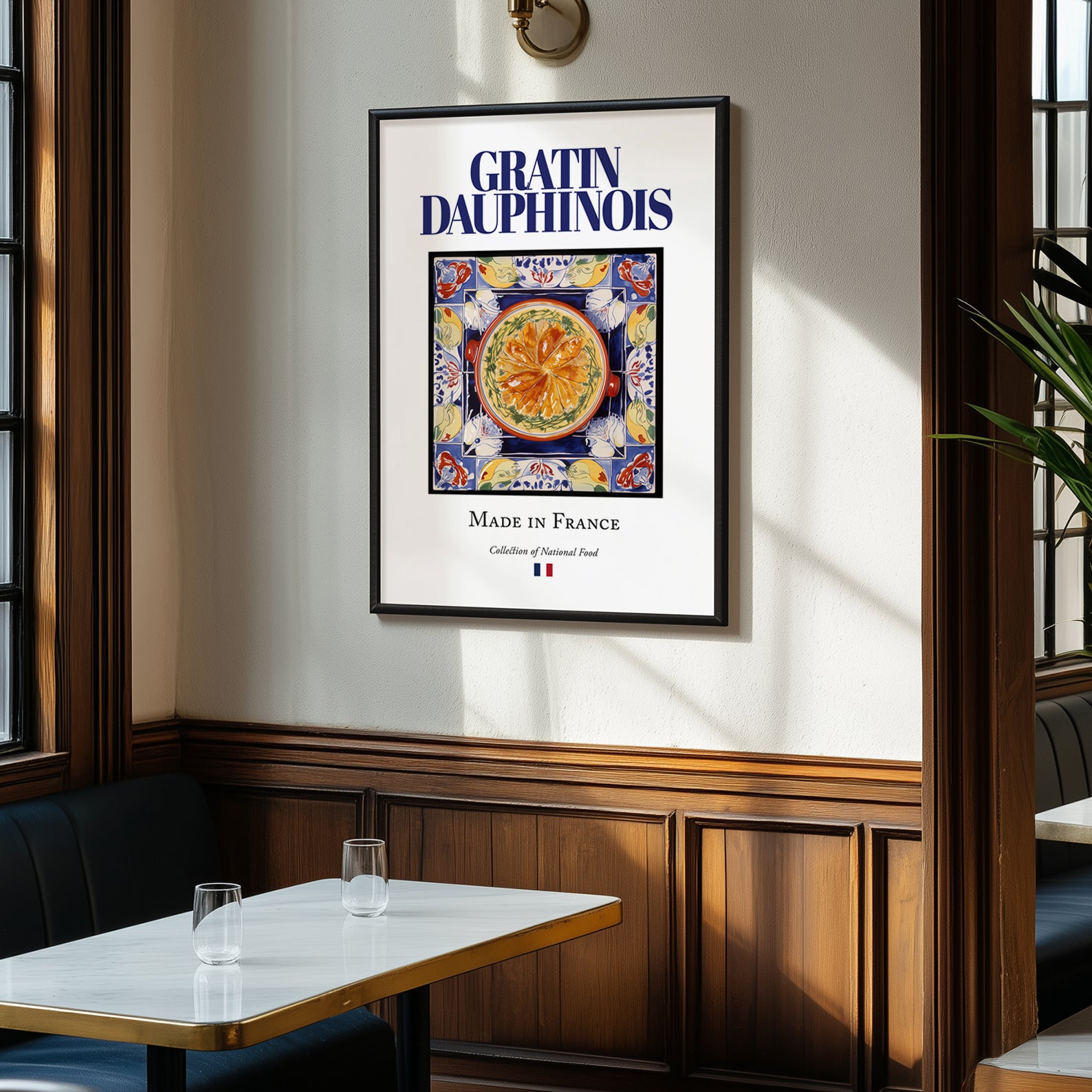 Gratin Dauphinois – French Dish, Fine Dining Restaurant Poster, clean layout with no caption
