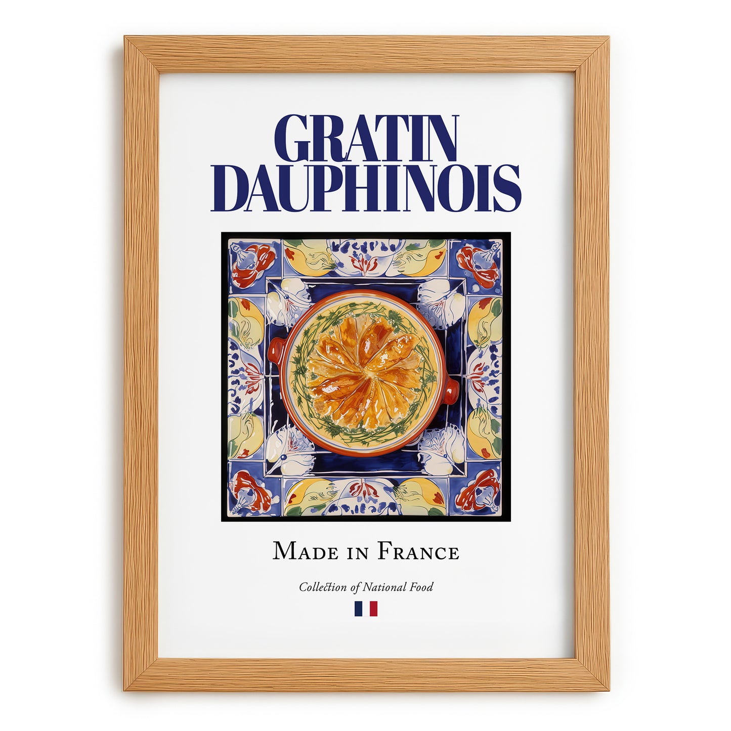 Gratin Dauphinois – French Dish, Fine Dining Restaurant Poster, set in oak frame