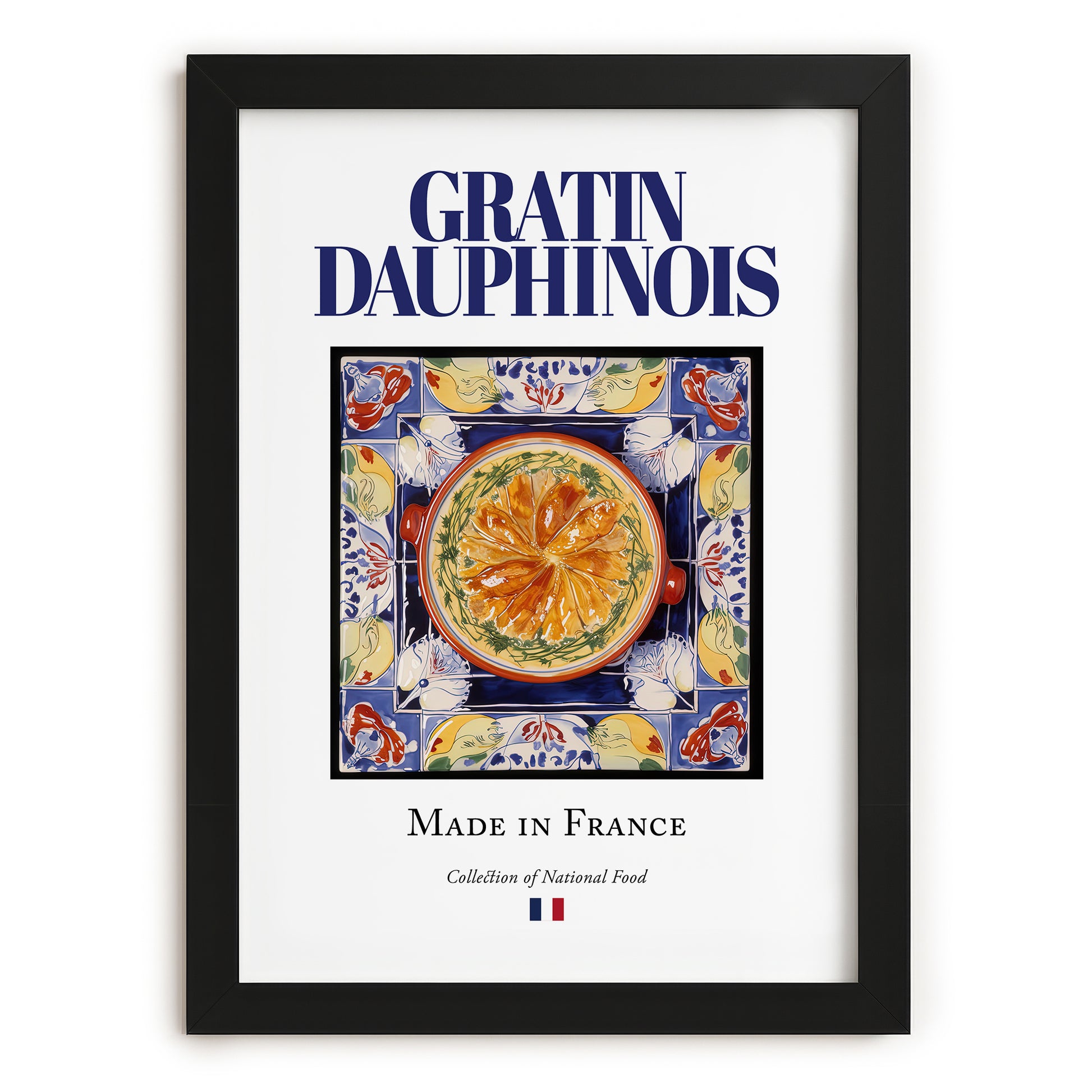 Gratin Dauphinois – French Dish, Fine Dining Restaurant Poster, in sleek black frame