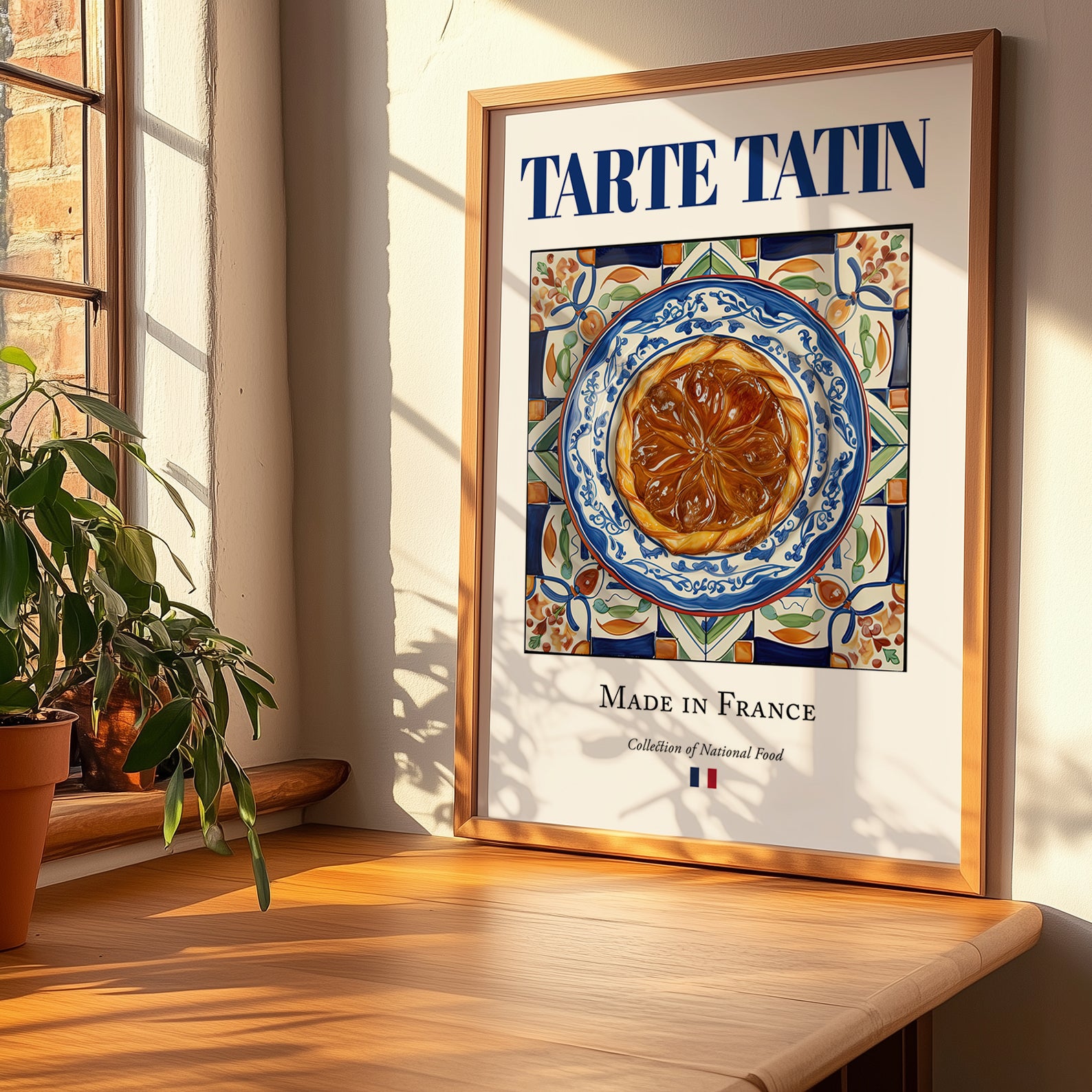 Tarte Tatin – French Dessert Dish, Tavern Poster, no-text version framed in wood