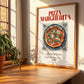 Pizza Margherita – Italian Pizza, Trattoria Wall Art, no-text version framed in wood