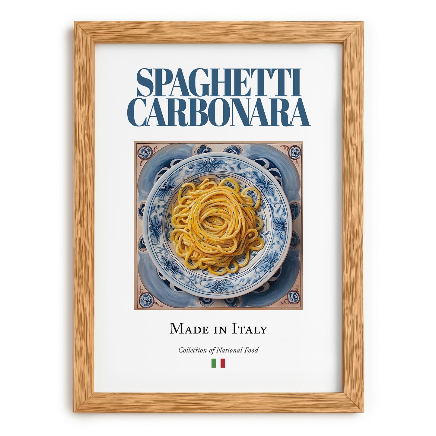 Spaghetti Carbonara – Italian Pasta, Ristorante Poster, set in oak frame