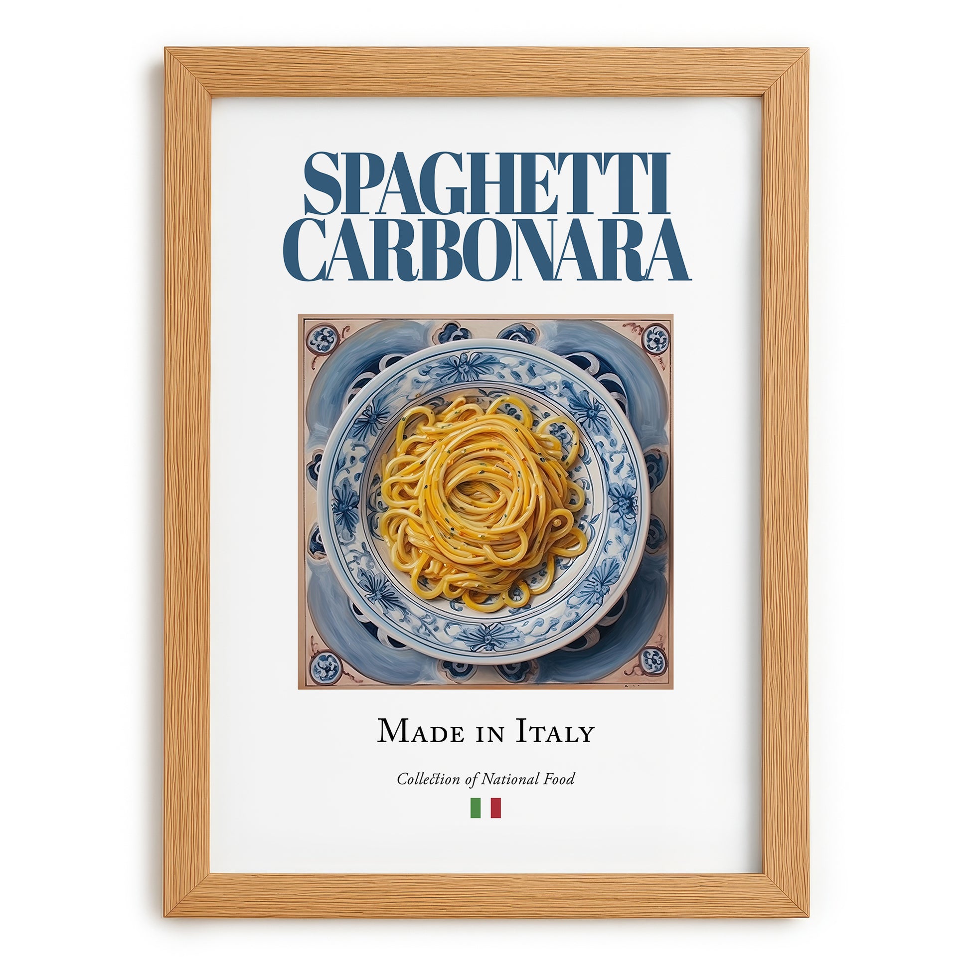 Spaghetti Carbonara – Italian Pasta, Ristorante Poster, set in oak frame