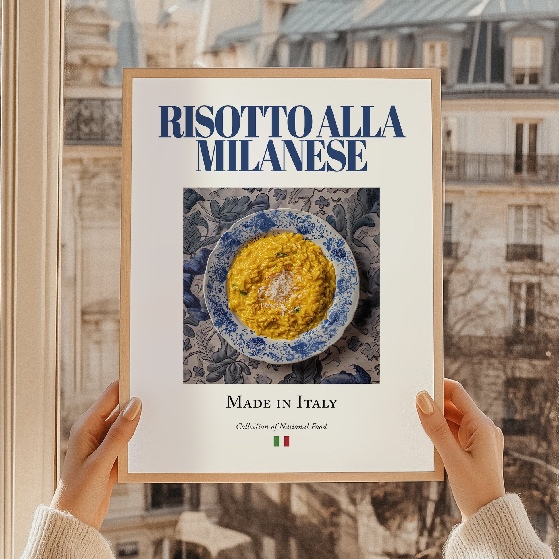 Risotto alla Milanese – Italian Dish, Café Wall Art, styled in a charming Paris street view