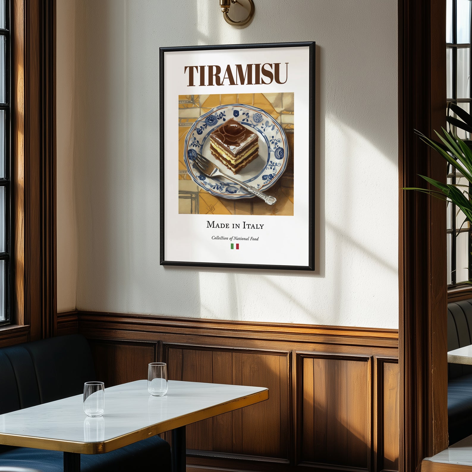 Tiramisu – Italian Dessert Dish, Café Poster, clean layout with no caption