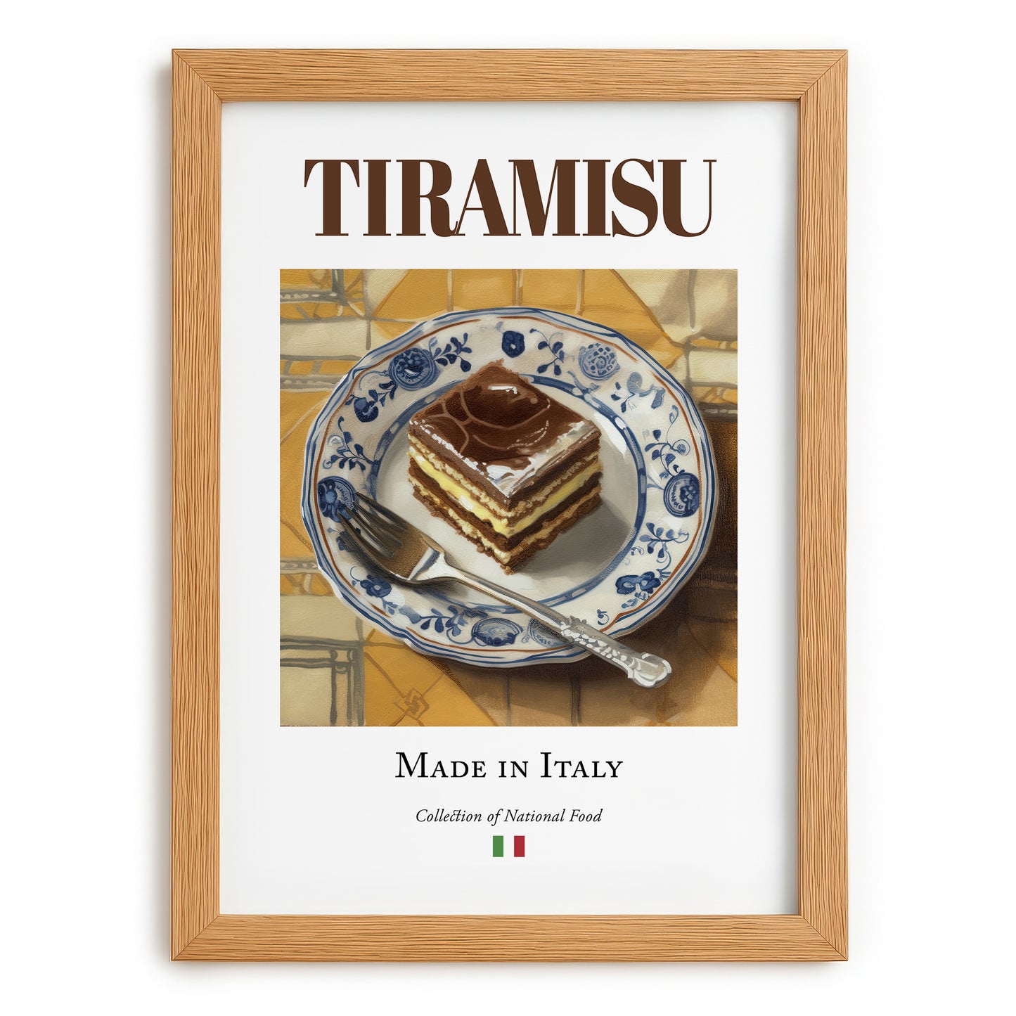 Tiramisu – Italian Dessert Dish, Café Poster, set in oak frame