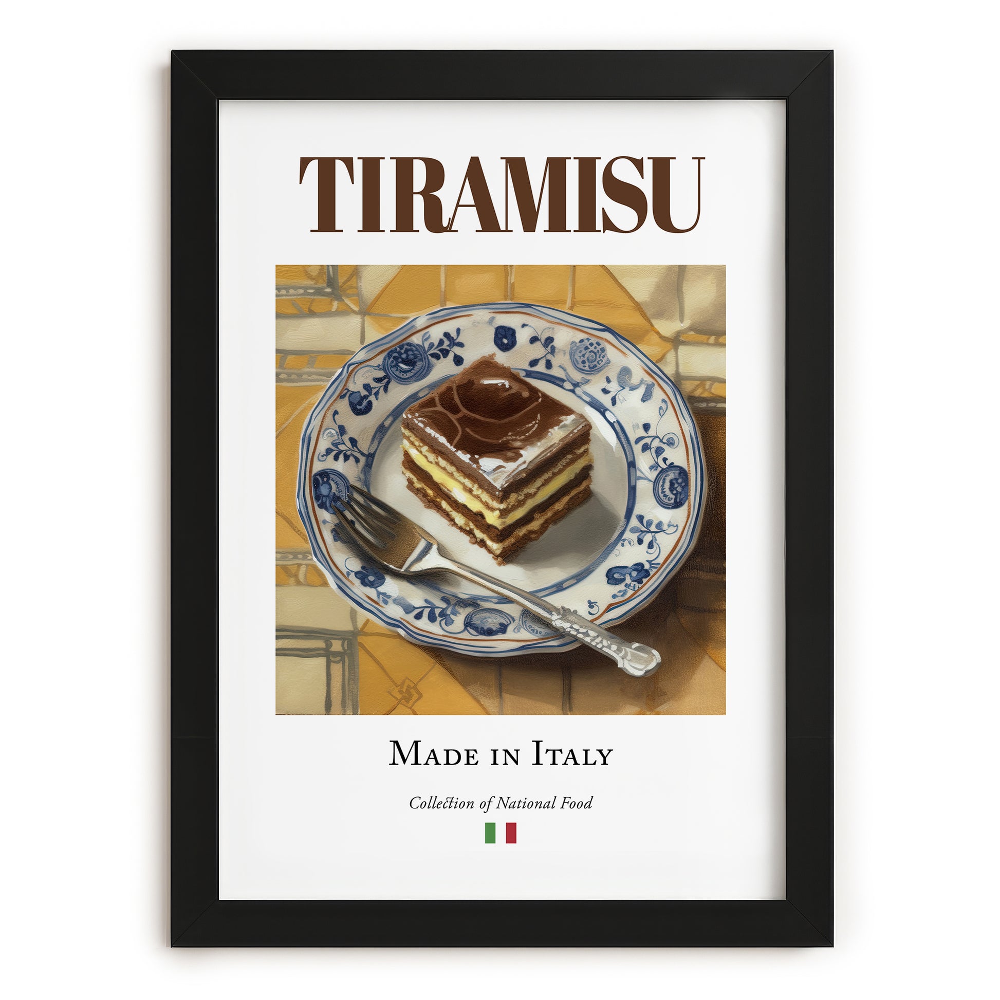 Tiramisu – Italian Dessert Dish, Café Poster, in sleek black frame