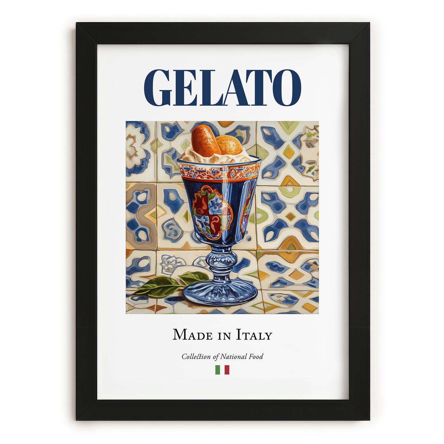 Gelato – Italian Dessert Dish, Café Poster, in sleek black frame