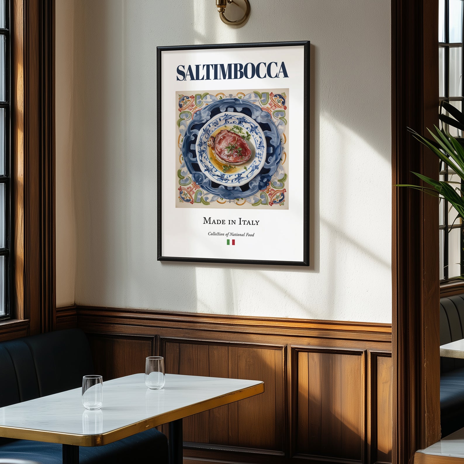 Saltimbocca – Italian Meat Dish, Farmhouse Kitchen Print, clean layout with no caption