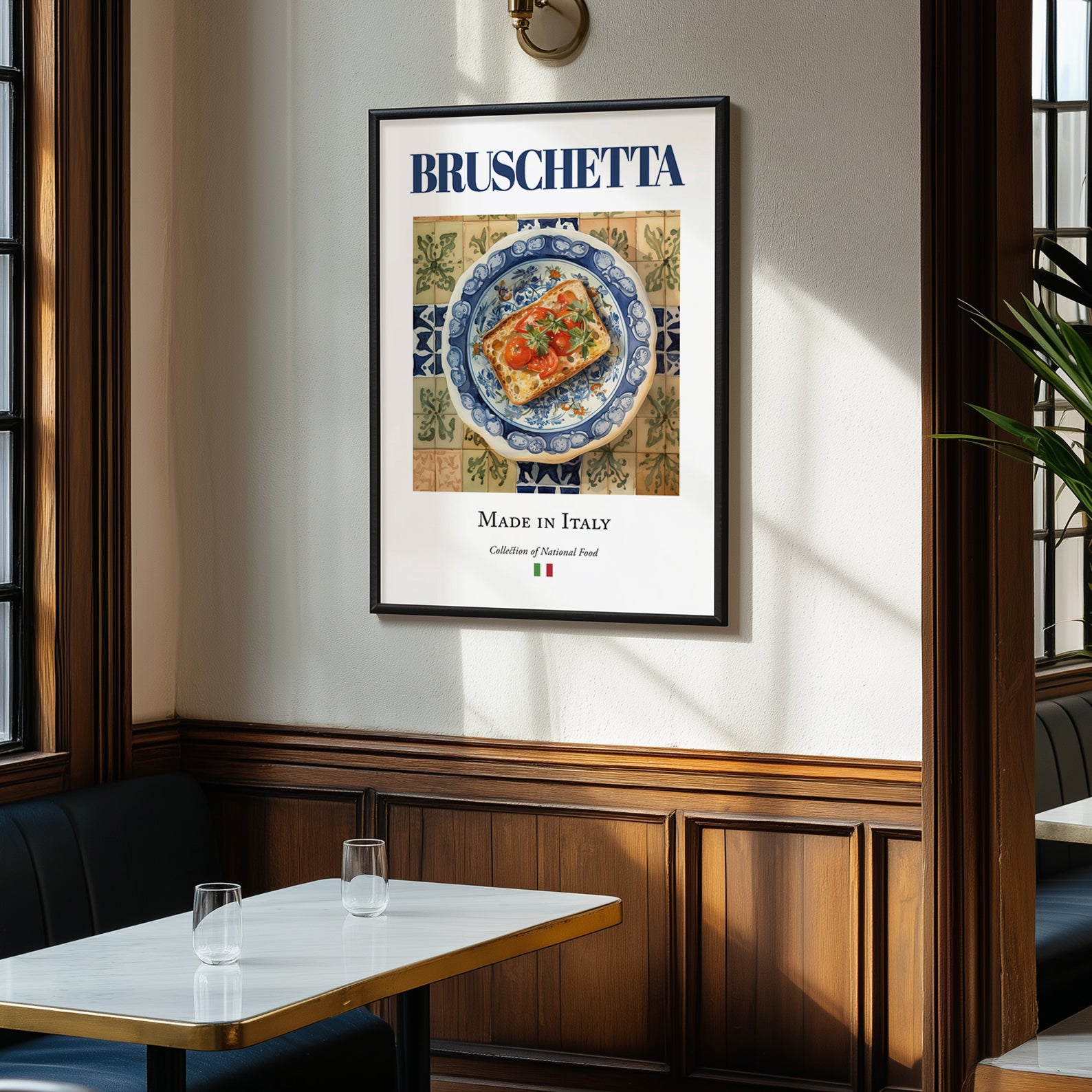 Bruschetta – Italian Snack Dish, Café Wall Art, clean layout with no caption