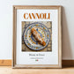 Cannoli – Italian Dessert Dish, Brasserie Wall Art, in wooden frame leaning on the floor
