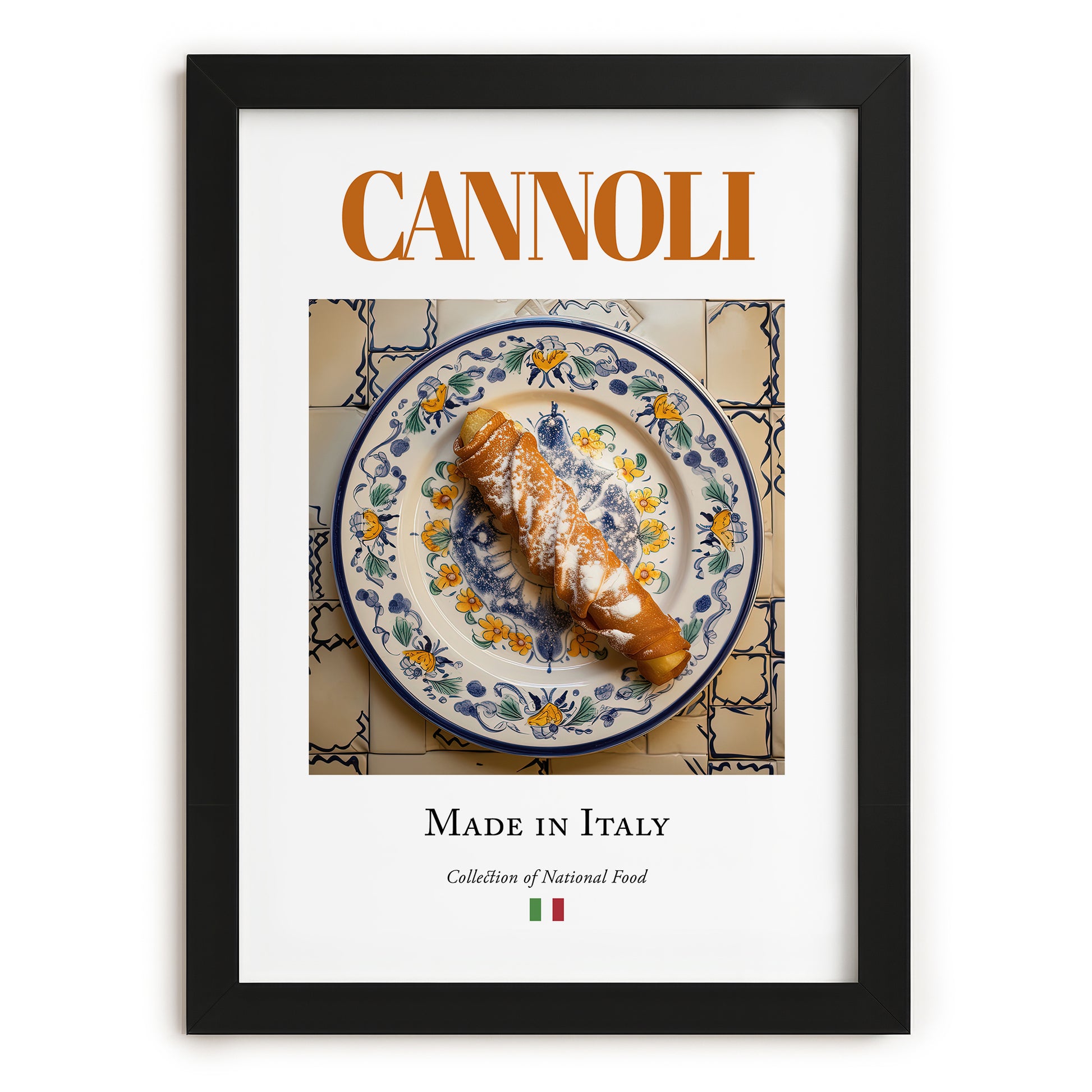 Cannoli – Italian Dessert Dish, Brasserie Wall Art, in sleek black frame