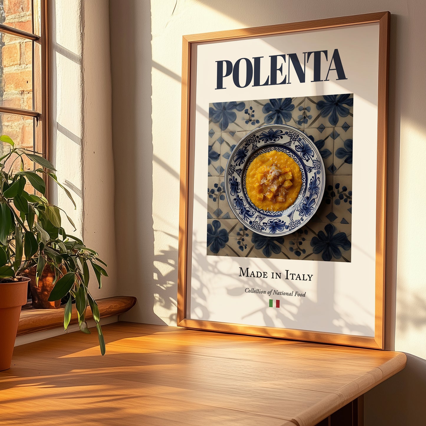 Polenta – Italian Dish, Tavern Wall Art, no-text version framed in wood